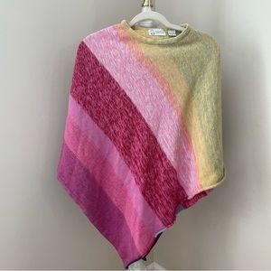 Cousin Johnny Anthropologie Poncho Shawl Wrap Vibrant Summer Stripe One Size